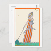 Carte Postale Attraper les papillons George Barbier Mode françai (Devant / Derrière)