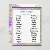 Carte Postale Attributs de Dieu de A à Zed (Devant / Derrière)