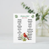 Carte Postale Attributs de Dieu Noël Oiseaux et Branches (Debout devant)