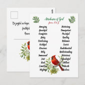 Carte Postale Attributs de Dieu Noël Oiseaux et Branches (Devant / Derrière)