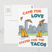 Carte Postale ATX : Venu pour l'amour / Resté pour les Tacos (Devant / Derrière)