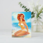 Carte Postale Au Beach Pin Up (Debout devant)