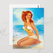 Carte Postale Au Beach Pin Up (Devant / Derrière)