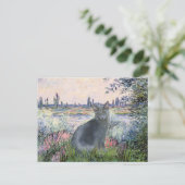 Carte Postale Au bord de la Seine - chat bleu russe 2 (Debout devant)