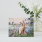 Carte Postale Au bord de la Seine - Chat Sphynx crème (Debout devant)