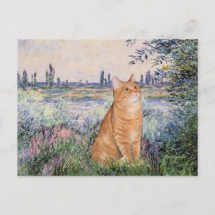 Carte Postale Au bord de la Seine - Chat tigré orange 46