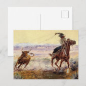 Carte Postale « Au bord de l'étang » par Charles M. Russell (Devant / Derrière)