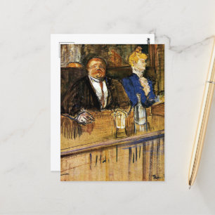 Carte Postale Au Café, le Client et la Caisse Anémique