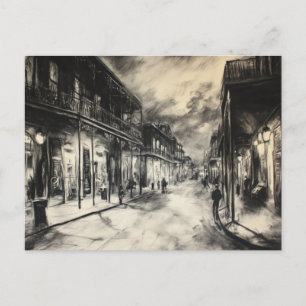 Carte postale au charbon de bois du Quartier franç