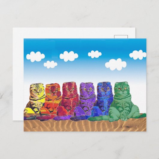 Carte Postale Au-dessus des Rainbow Cats (Devant / Derrière)