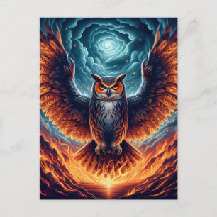 Carte Postale Au-dessus et en dessous - Art du hibou sage