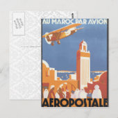Carte Postale Au Maroc Par Avion Aeropostale, Vintage (Devant / Derrière)