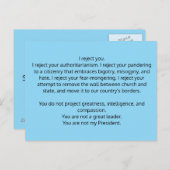 Carte postale au président Trump (Devant / Derrière)