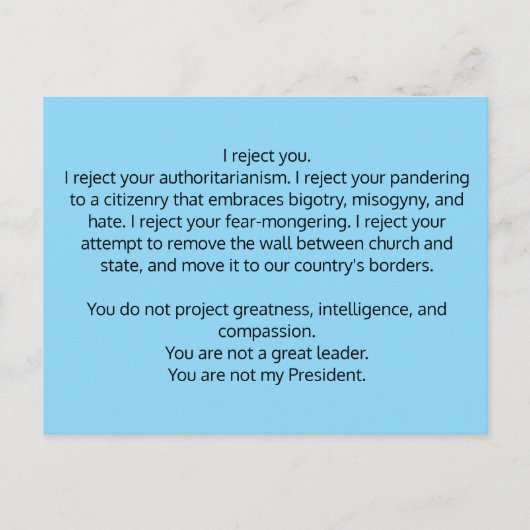 Carte postale au président Trump (Devant)