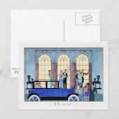 Carte Postale Au Revoir, 1920 Illustration Art déco (Devant / Derrière)