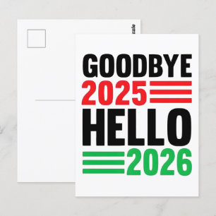 Carte Postale Au revoir 2025, Bonjour 2026 : Bonne année 2026