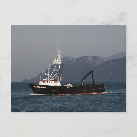 Carte Postale Aube précoce, Bateau de crabe en hollandais Harbou (Devant)