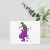 Carte Postale Aubergine au patinage sur glace avec des patins à  (Debout devant)