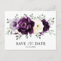 Aubergine prune ivoire blanc Enregistrer la date