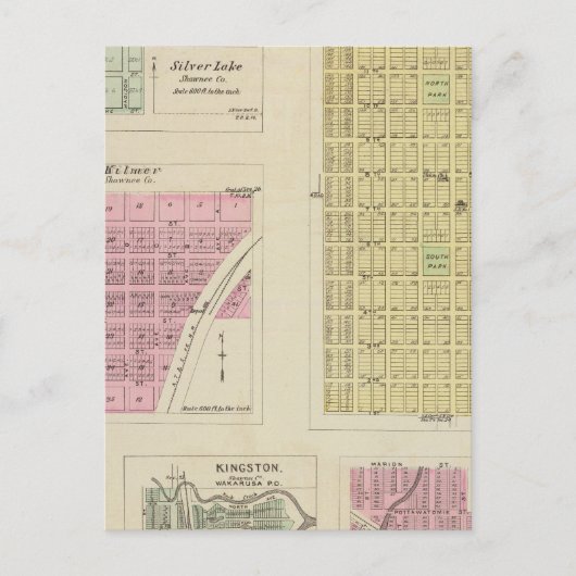 Carte Postale Auburn, Silver Lake, Kilmer et Richland, Kansas (Devant)