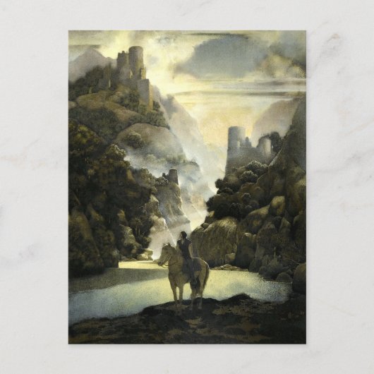 Carte Postale Aucassin cherche Nicolette par Maxfield Parrish (Devant)