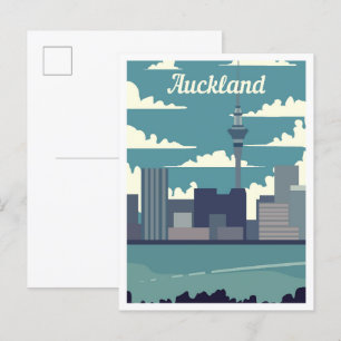 Carte Postale Auckland Nouvelle-Zélande Illustration de voyage d
