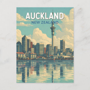 Carte Postale Auckland Nouvelle-Zélande Illustration Voyage Art