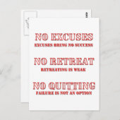 Carte Postale Aucun Excuses. (Devant / Derrière)