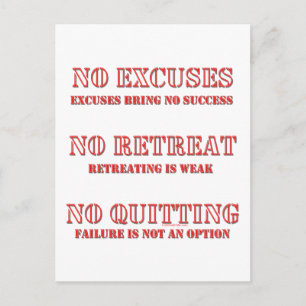 Carte Postale Aucun Excuses.