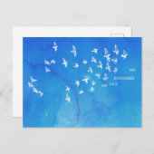 Carte Postale "Aucun filet ne m'enfonce" + oiseaux (blanc sur bl (Devant / Derrière)