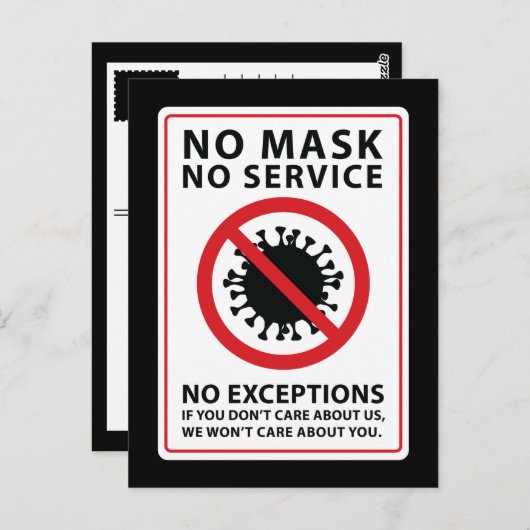 Carte Postale aucun masque aucun service aucune exception (Devant / Derrière)