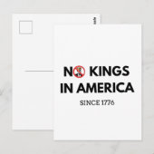 Carte Postale Aucun roi en Amérique depuis 1776 (Devant / Derrière)