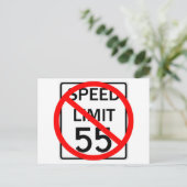 Carte Postale Aucun signe de limitation de vitesse de 55 M/H (Debout devant)