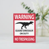 Carte Postale Aucun signe de violation de propriété (T-Rex) (Debout devant)