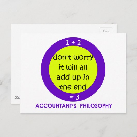 Carte Postale Aucune comptabilité (Devant / Derrière)