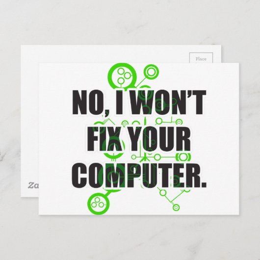 Carte Postale Aucune correction d'ordinateurs (Devant / Derrière)