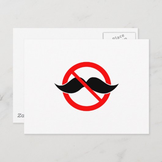 CARTE POSTALE AUCUNE MUSTACHE - ANTI-MUSTACHE - DÉSACTIVEZ CETTE (Devant / Derrière)