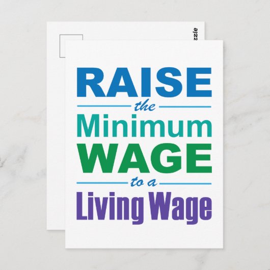 Carte Postale Augmenter le salaire minimum à un salaire minimum (Devant / Derrière)