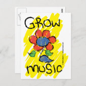 Carte Postale Augmentez Un Peu De Musique. Conception de fleurs  (Devant / Derrière)