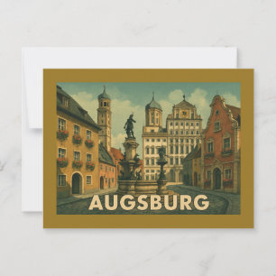 Carte Postale Augsbourg Allemagne Ville Art