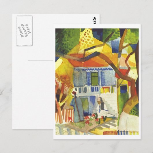 Carte Postale August Macke - cour intérieure de la maison de (Devant / Derrière)