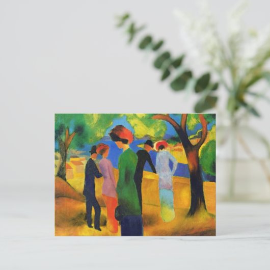 Carte Postale August Macke - La dame dans une veste verte (Debout devant)