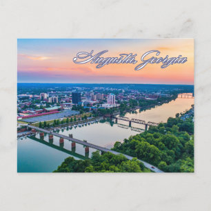 Carte Postale Augusta, Géorgie Vue du centre-ville au coucher du