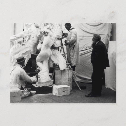 Carte Postale Auguste Rodin dans son studio de Paris (Devant)