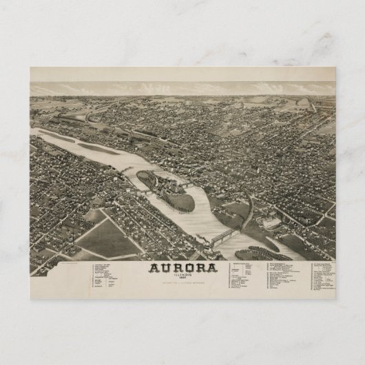 Carte Postale Aurora, Illinois (1882) (Devant)