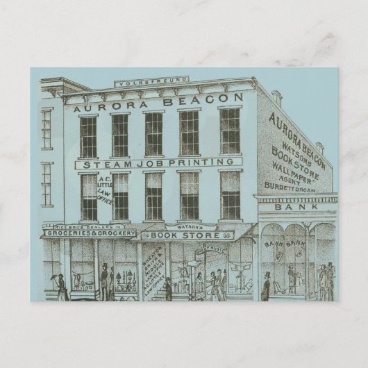 Carte Postale Aurora Illinois Aurora Beacon News 1871 Stone Lith (Devant)