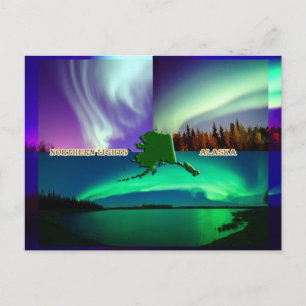 Carte Postale Aurores boréales d'Alaska en collage
