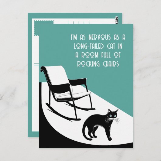 Carte Postale aussi nerveux qu'un chat à queue longue (Devant / Derrière)