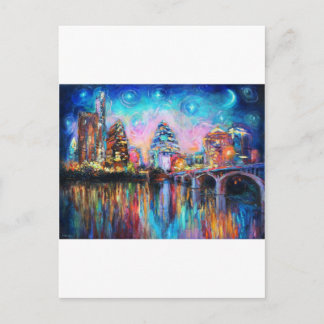 Carte Postale Austin Skyline à la nuit cityscape Cadeaux d'art