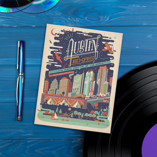 Carte Postale Austin, Texas - AKA : Bat City